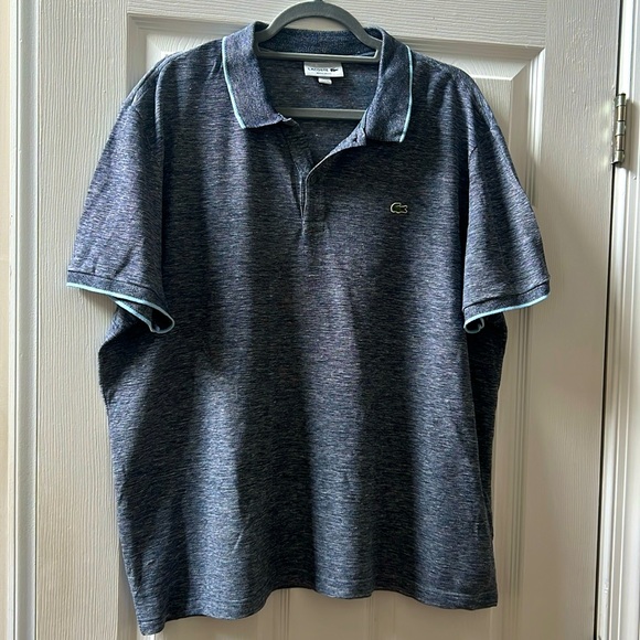 Mens Lacoste Polo Shirt Sz XXL (U.S.) or 7 (Fr) in Navy Blue 50/50 Cotton/Linen - Picture 1 of 5